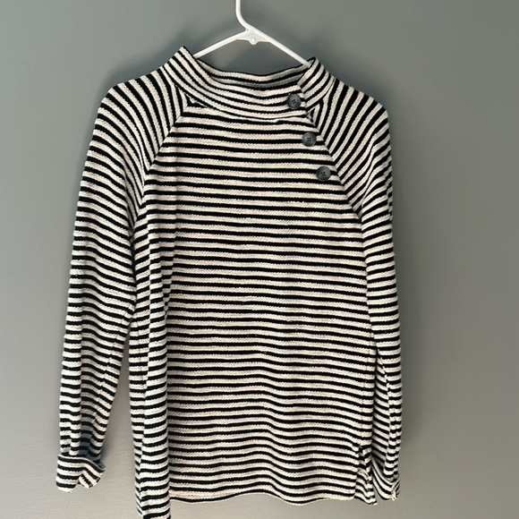 LOFT Sweaters - Loft textured stripe sweater . Side buttons . Mock neck . Black and white XS